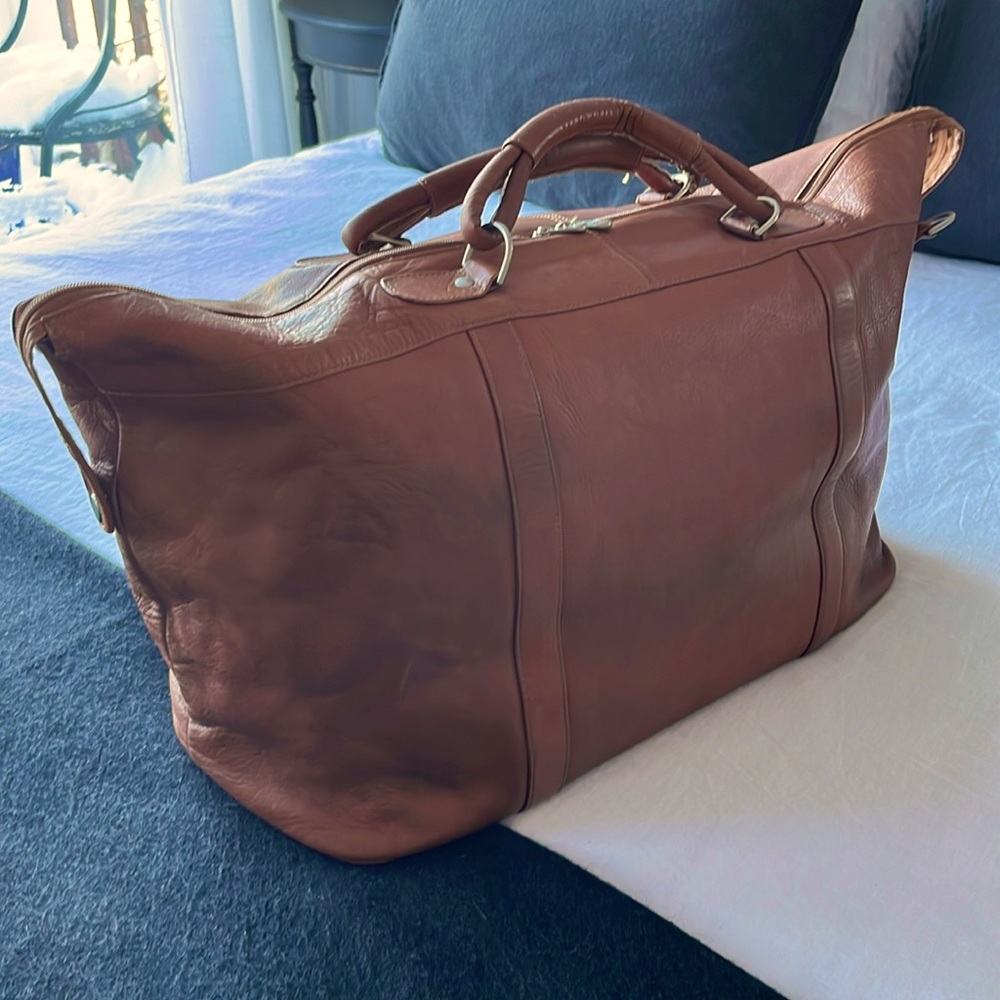 Piel Luggage Leather Saddle Tan Brown Weekender Carryon